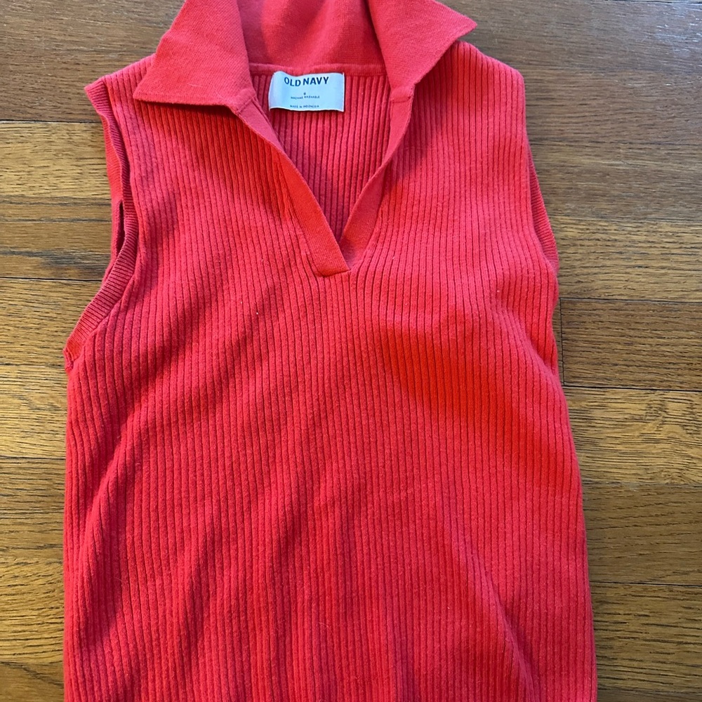 Old Navy Women's Vibrant Red Ribbed Tank Top